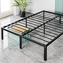 Sweetcrispy Bed Frame Queen - No Box Spring Needed Heavy Duty Metal Platform Bedroom Frames Queen Size with Storage Space, 14 Inches High, Sturdy Steel Slat Support, Black