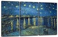 Printed Paintings Leinwand 3-teilig(120x80cm): Vincent Van Gogh - Sternennacht über die Rhône (18