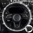 Gvnd Bling Steering Wheel Cover,Leather Steering Wheel Cover,Bling Crystal Diamond Anti-Slip Universal 15 Inch Steering Cover for Women Girls Car Accessories