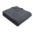 Cazimo Soft 100% Cotton Knitted Throw Blanket - 50 x 60 inches, Charcoal