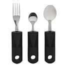 3Pcs Adaptive Utensils Stainless Steel Wide Rubber Handle Nonslip Anti Shaking Weighted Utensils for Hand Tremors Arthritis Parkinson or Elderly use