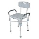 UNICOO Shower Chair with Backrest, Foldable Bath Tub Chair with Arms and Drain Holes for Elderly Disabled Adult Men Women Seniors, Bathroom Shower Seat with Safety Legs