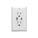 QPLUS Type C & A USB Wall Receptacle Outlet, USB C Wall Charger, 15A Tamper Resistant, UL Listed in White | 4.06 H x 1.7 W x 2.7 D in | Wayfair