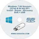 Windows 7 All Versions Disk + USB 32 + 64 Bit