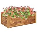 vidaXL Garden Raised Bed - Solid Acacia Wood Planter with Stackable Design Ideal for Outdoor Planting to Enhance Patio, Balcony or Garden Space with Natural Finish