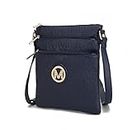 MKF Crossbody Bag for Women, Vegan Leather Designer Crossover Lady Handbag Small Messenger Purse, Lennit Navy, Medium