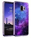 GUAGUA Galaxy S9 Case Samsung S9 Case Glow in The Dark Noctilucent Luminous Cover Space Nebula Slim Thin Shockproof Protective Phone Cases for Samsung Galaxy S9 Purple/Blue