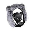 AUTOYOUTH Fluffly Steering Wheel Cover for Women Girls Universal Fit, Furry Cute Winter Warm Car Steering Wheel Covers 37-38 cm/15inch, Gray