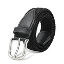 Monopa Kids Elastic Braided Belt - Pin Buckle Stretch Golf Baseball Belts for Boys and Girls Aged 4-12 Years (Black)