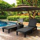 2PC Patio Reclining Chaise Lounge Chair Outdoor Pool Lawn Beach Loungers