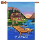 Toland Cabin on the Lake 28x40 Outdoors Boat Vacation Welcome House Flag
