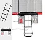 Eurmax USA Universal Easy-to-Assemble Trampoline Ladder, 3 Steps with Wide Steps, Trampoline Storage Bag, 220 lbs Capacity Trampoline Accessories for Children Kids, Black
