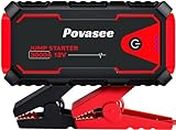 Povasee Jump Starter Power Pack, 3000A Car Battery Booster Jump Starter for 12V Vehicle, Car Jump Starter Power Bank with LED, 2 Quick Charge USB Outputs, Jump Pack with Jump Leads (10L Gas/8L Diesel)