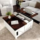 35.6" Farmhouse Lift Top Coffee Table, Square Center Table with Charging Statio