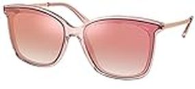 Michael Kors Sunglasses Pink Transparent Frame, Pink Gradient Mirror Lenses, 61MM