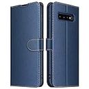ELESNOW Case for Samsung Galaxy S10, Premium Leather Wallet Flip Case Cover Magnetic Closure Compatible with Samsung Galaxy S10 (Blue)