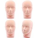 Foraineam 4-Pack Practice Training Head Rubber Cosmetology Mannequin Doll Face Head For Eyelashes Makeup Massage Practice