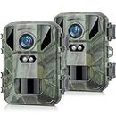 Mini Trail Cameras 2Pack 24MP 1080P Game Camera with Fast 0.2s Motion Activated, Clear 65ft Night Vision Waterproof for Hunting, Wildlife Deer Cam