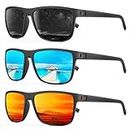 Sunglasses for Men, Mens Sunglasses Polarized with Lightweight Frame and UV Protection (Black/Ice Blue/Red)