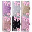 Bowknot Bling Flip Folio Wallet Phone Case For iPhone 11 12 13 14 15 ProMax Plus