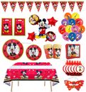 Micky Mouse Happy Birthday kids Decoration cups Napkins Flag Tablecloth Balloon