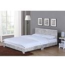 Vida Designs Victoria Bed, Bed Frame Upholstered Fabric Headboard Bedroom Furniture (King size (5 Foot), Silver Velvet)