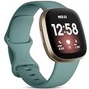 Ouwegaga Compatible with Fitbit Versa 4 Bands/Fitbit Sense 2 Band/Fitbit Versa 3 Band/Fitbit Sense Bands Women Men, Soft TPU Waterproof Sport Watch Strap for Fitbit Smartwatch, Pine Green Small