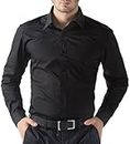 Paul Jones Mens Casual Lapel Neck Shirts (3XL, Black)