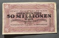  German 50M Mark 1923 Gutschein Uber Uncirculated Banknote