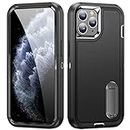 Shockproof Case for iPhone 11 Pro Max Case with Kickstand,Military Grade Drop Protective,Heavy Duty Hard Back 3-Layer Protective Phone Cover for iPhone 11 Pro Max (Black)