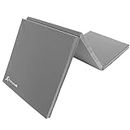 ProsourceFit Tri-Fold Folding Thick Exercise Mat 6’x2’ with Carrying Handles for MMA, Gymnastics Core Workouts, Grey