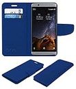 ACM Mobile Leather Flip Flap Wallet Case Compatible with Zte Axon 7 Mini Mobile Cover Blue