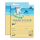 Surfing Shark Birthday Party Invitations, 20 5"x7" Fill in Cards with Twenty White Envelopes by AmandaCreation