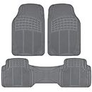 BDK Original ProLiner 3 Piece Heavy Duty Front & Rear Rubber Floor Mats for Car SUV Van & Truck, Gray - All Weather Floor Protection with Universal Fit Design