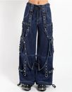 Goth Cargo Pants with Straps, Denim Punk Emo Pants with chains, Tripp prs pants