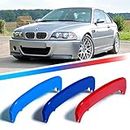 AutoXpress | /// M-Sport M-Power 10 Slats Kidney Grill Grille Tri-Color Sports Trim Cover Clips Insert compatible with BMW 3 Series E46 M3 2000-2006 COUPE