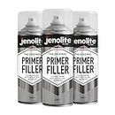 Jenolite - 3 Vernici aerosol per primer flessibili con elevate proprietà di riempimento, colore grigio, 400 ml (riempiono piccole ammaccature e graffi per una finitura liscia)
