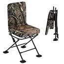 TANGZON 360 Degree Swivel Hunting Chair, Folding Padded Blind Chair with All-Terrain Duck Feet, Outdoor Portable Hunting Seat Camping Chair for Adults, 150KG Weight Capacity (‎Camouflage)