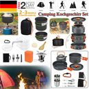 2-3 Person Camping Kochgeschirr Kochtopf Outdoor-Töpfe Bratpfanne Set Edelstahl