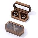JarThenaAMCS Wooden Ring box Mr & Mrs Wedding Ring Case Rustic Jewelry Storage Box for Ceremony Engagement Valentine's Day Lover Gift Ring Bearer Display