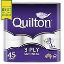 Quilton 3 Ply Toilet Tissue (180 Sheets per Roll, 11x10cm), Pack of 45 (9 Pack x 5 = 45)