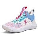 DHOVOR Boys Girls Basketball Shoes Kids Fashion Sneakers Basketball Trainers Non-Slip Sports Shoes for Girls Indoor and Outdoor (Little Kid/Big Kid) Pink