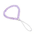 MANBHAR GEMS - Beaded Mobile Phone Lanyard Short Hand Wrist Lanyard Strap Crystal Beads Cell Phone Chain for Girl Women Men Cell Phone (Purple Color)