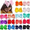16Pcs 8 Inch Hair Bows Girls Large Big Boutique Grosgrain Ribbon Hair Bows Alligator Hair Clips Hair Accessories For Baby Girls Toddlers Kids Children Teens