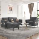 3PCS Sectional Sofa Set with Side Pockets, Couch Armchair and Storage Ottoman