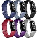 Keponew Compatible with Fitbit Charge 3 Bands for Women Men, Waterproof Strap for Fitbit Charge 4 Bands, Breathable Bands for Fitbit Charge 4/Charge 3, Large, Black/Blue/Blue Gray/Plum/Red/Gray