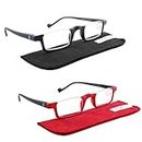 ESPERTO READERS Roady Reading Glasses With Blue Cut Lens For Men & Women in Combo Pack +1.00 To +3.00 Power (Black & Red Color) (+2.25)