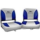 Seamanship Boat Seats, Set of 2 Folding Seat Swivel Chair Floor Chairs Marine Seating Fishing Outdoor Accessories, All Weather Conditions Stainless Steel Blue