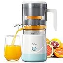 QCen Electric Citrus Juicer, Portable Orange Squeezer for Orange, Lemon, Grapefruit, One Touch Operation, Easy to Use and Clean, Electric Orange Juicer with Cleaning Brush (White)