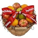 Happy Birthday 20-Piece Premium Fruit and Bountiful Basket with Orchard Fresh Fruits - 3 pears, 4 apples, 9 oranges, and 4 grapefruits from Capital City Fruit, Farm Produce Direct